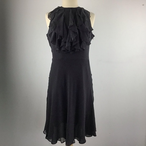 Lauren Ralph Lauren green label silk dress. Ruffled front. Size 8. - Picture 1 of 16
